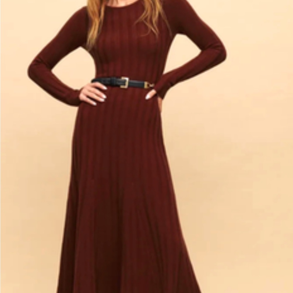 Reformation Long Sleeve Burgundy Dress